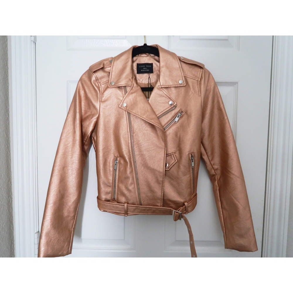 Rose gold leather jacket